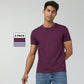Cotton Men T-shirts Plum Red and Misty Lilac (Pack of 2)