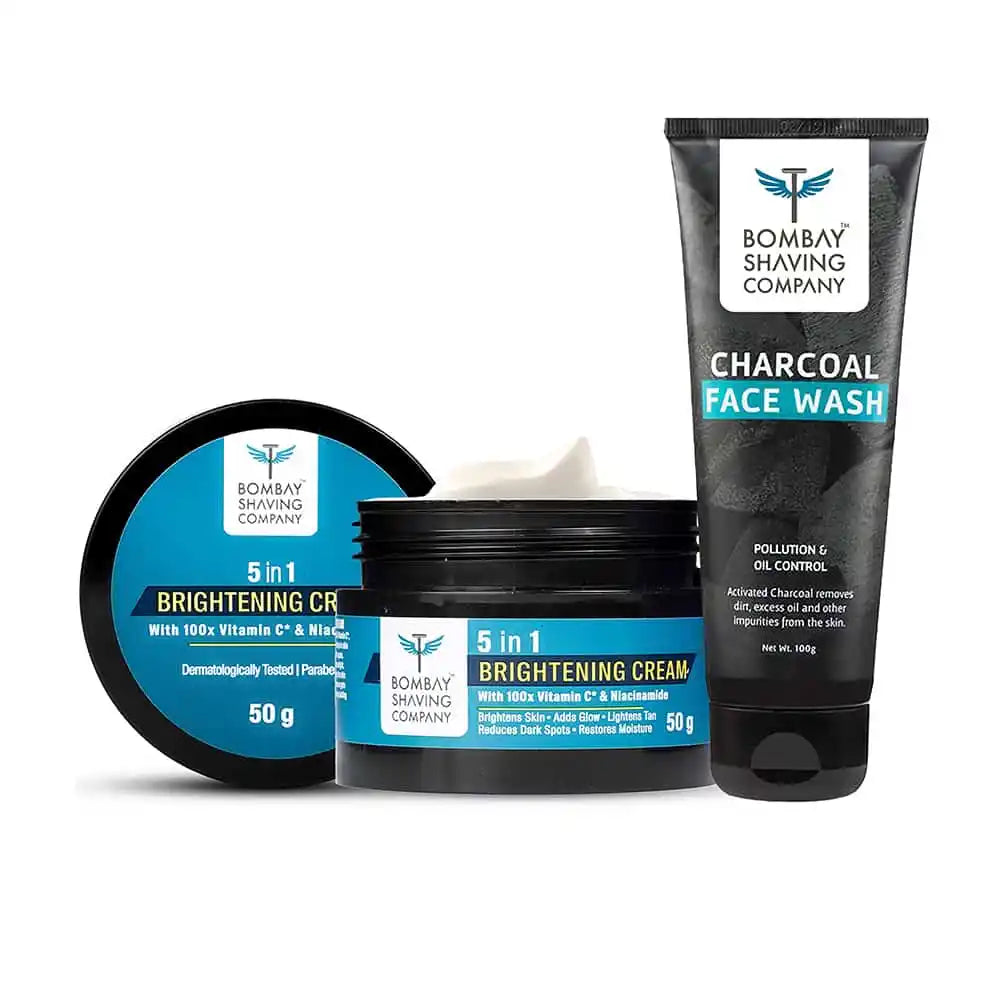 Charcoal Face Wash and Brightening Cream Combo