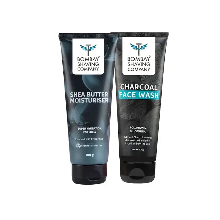 Charcoal Face Wash and Shea Butter Moisturiser Combo (100g x 2)