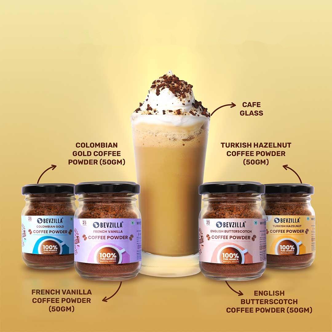 Flavoured Coffee Jars and Free Cafe Glass Gift Box Combo