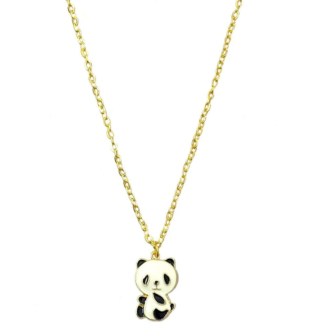 Black & White Panda Golden Charm Necklace