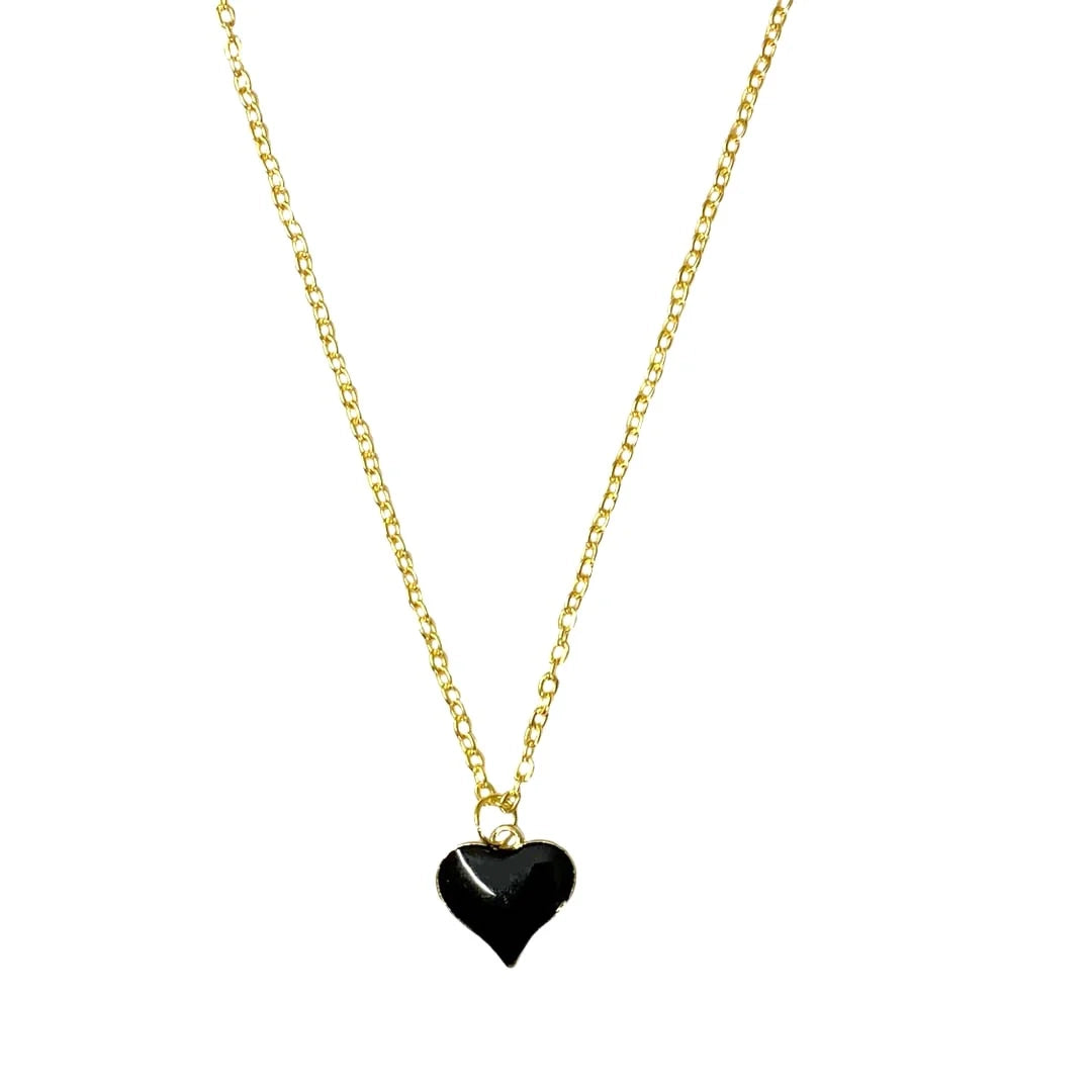 Black Heart Chain Charm Pendant