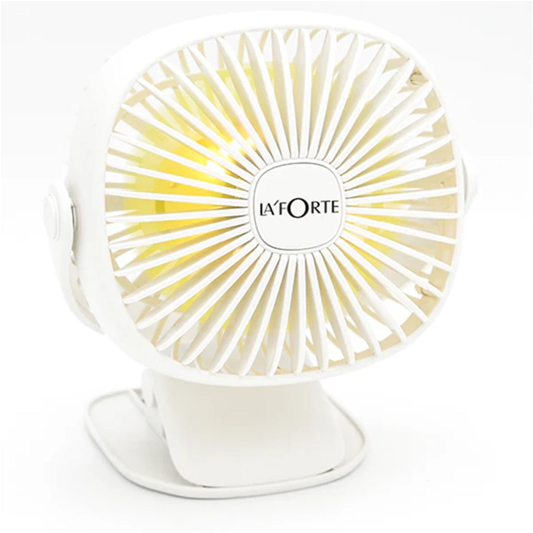 Rechargeable Clip Desk Fan with LED Lights