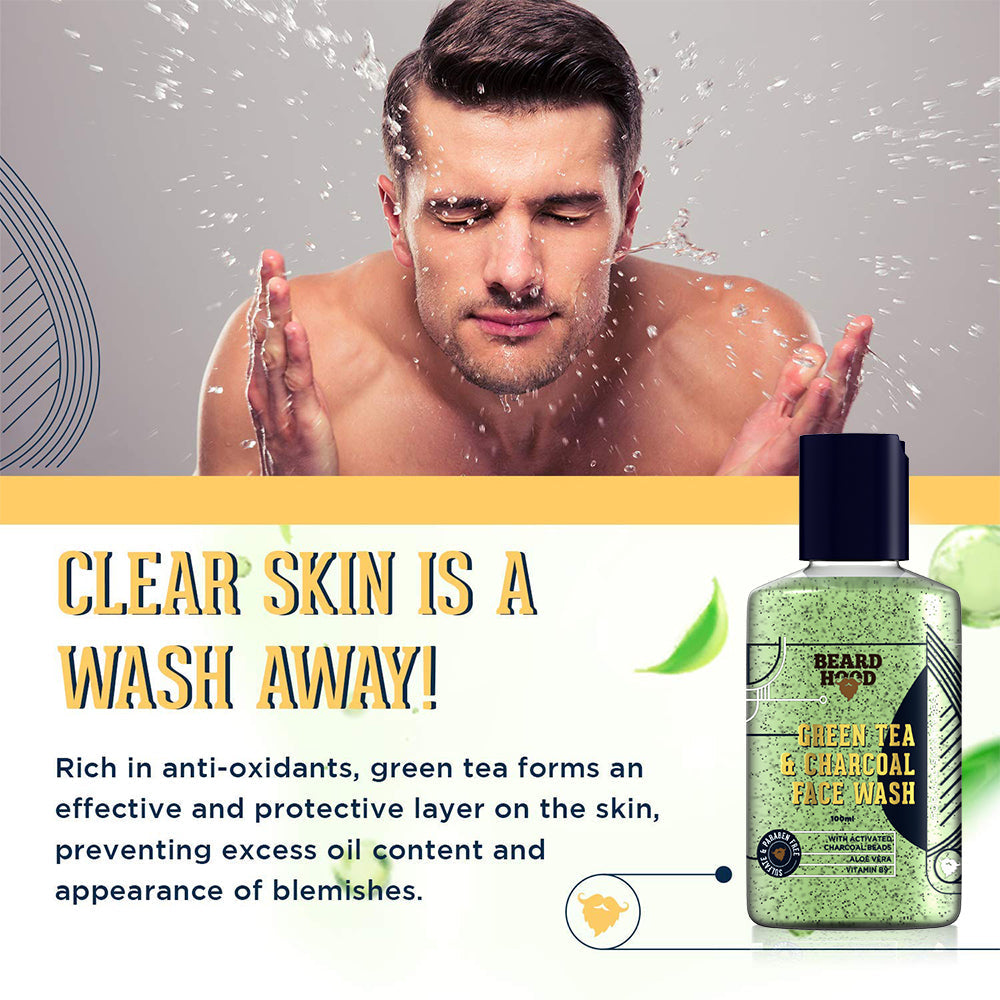 Green Tea Face Wash + Face Scrub Combo - (100g x 2)