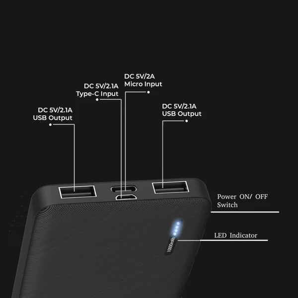 10000mAh 12W Lithium-Polymer Power Bank