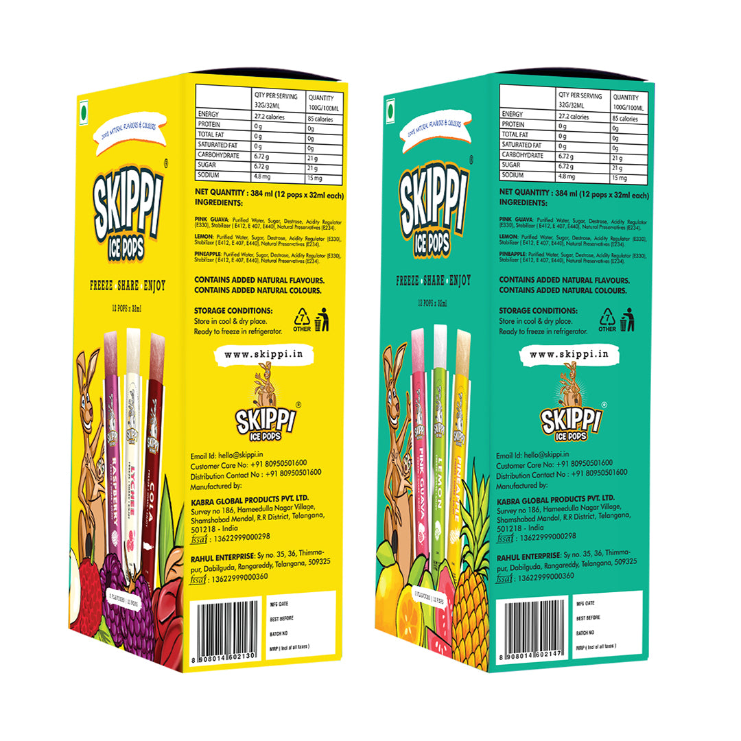 Natural Ice Pops Assorted Flavour Combo - (32ml x 24)