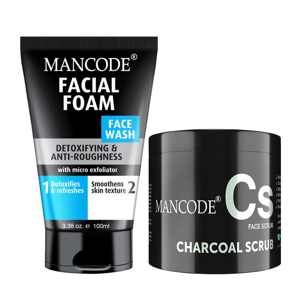 Facial Foam Face Wash and Charcoal Face Scrub Combo (100g x 2)