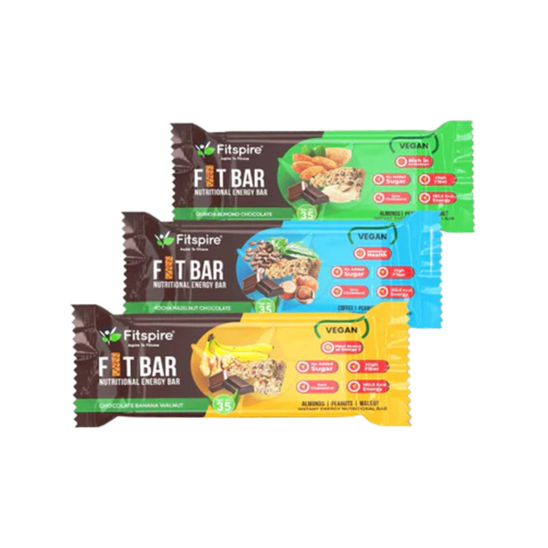 Nutritional Energy Bar 35g each - Chocolate Banana Walnut, Quinoa Almond and Mocha Hazelnut Chocolate