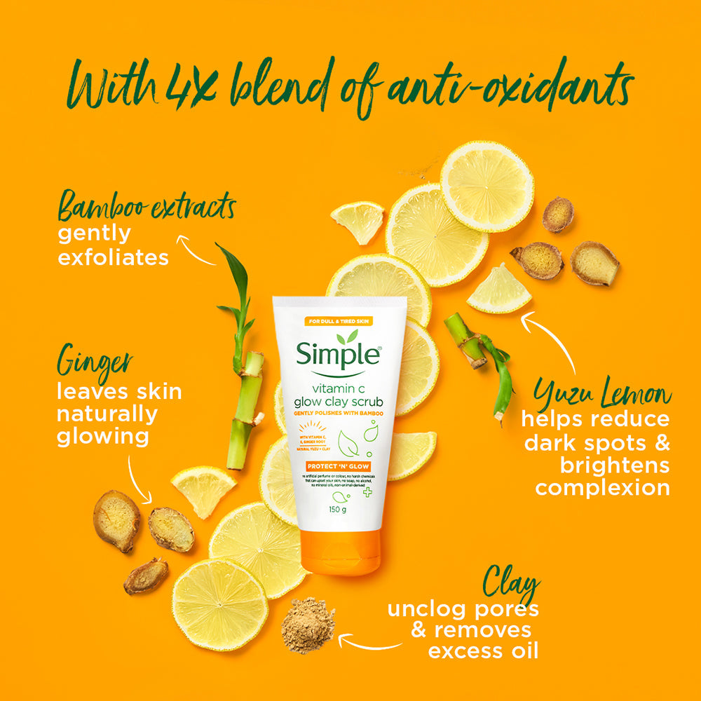 Vitamin C Clay Scrub with Vit C, B3, B5, Natural Yuzu Lemon Extract