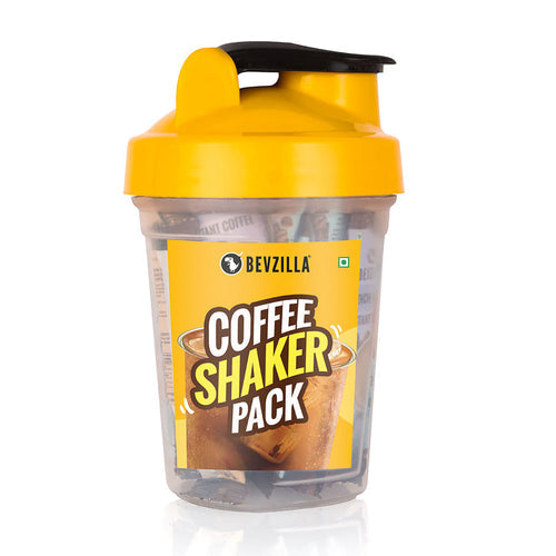 Instant Flavoured Coffee Sachets and Shaker Bottle Combo
