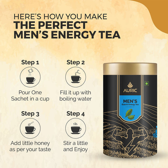 Men's Energy Tea Mix - Elaichi Flavoured - with Shilajit and 13 More Herbs