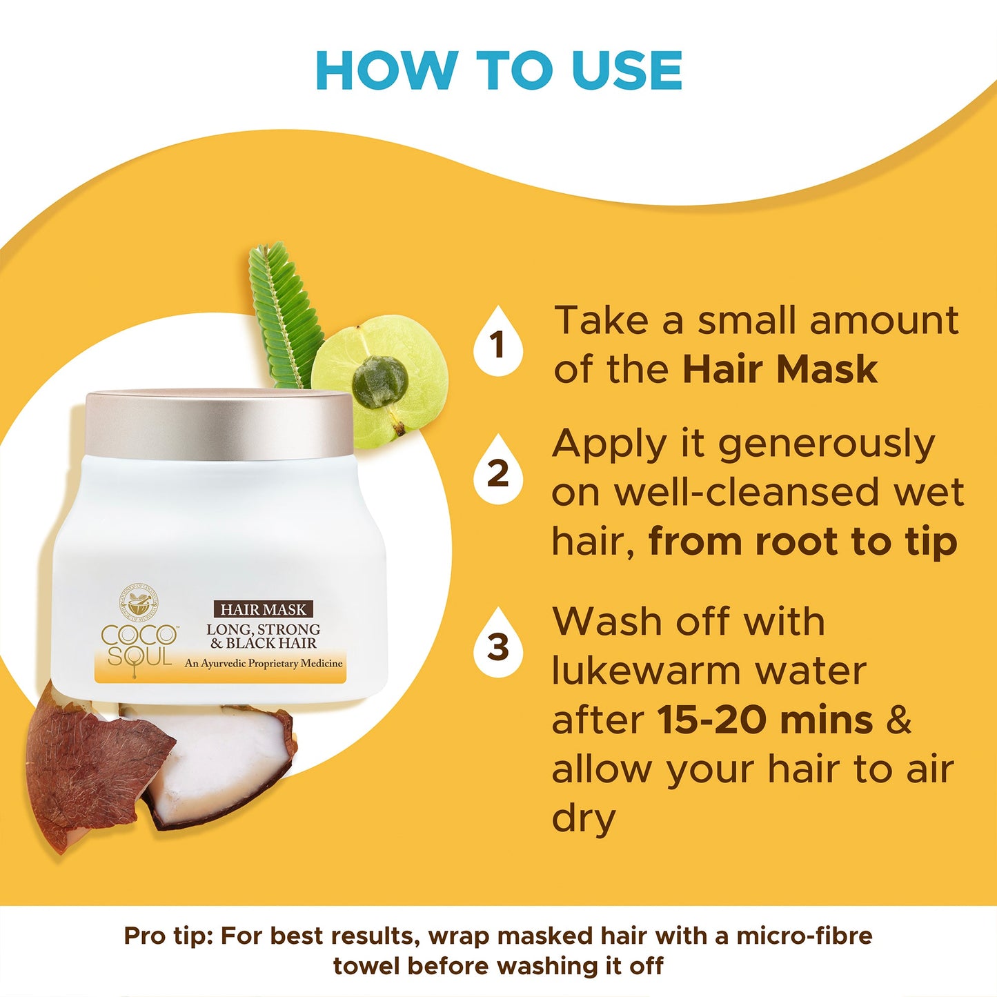 Ayurvedic Hair Mask for Long, Strong and Black Hair with Coconut, Amla, and Sesame