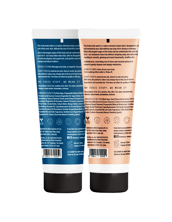 Body Wash and Body Lotion Combo for Clean and Nourished Skin - 75ml each